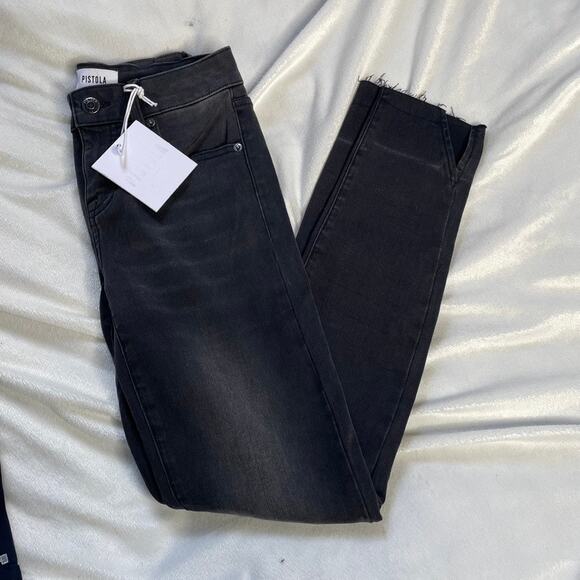PISTOLA NWT Audrey Mid‎ Rise Skinny Ankle Washed Black Denim Jeans Drama Queen - Picture 2 of 5
